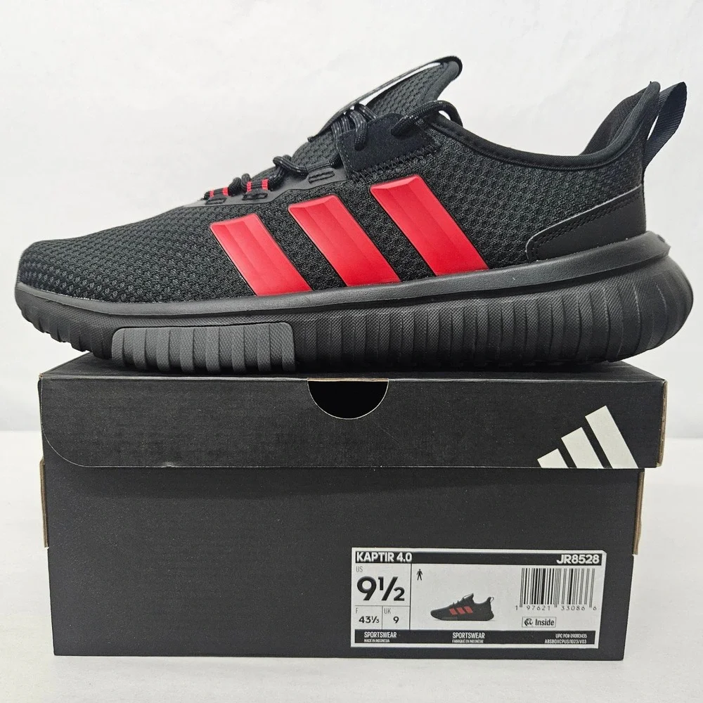 Adidas Kaptir‎ 4.0 Athletic Shoes Cloudfoam JR8528 Black Red Men Size 9.5